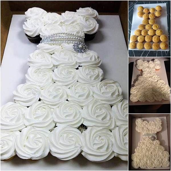 Bridal Shower Wedding Dress Cupcake Cake