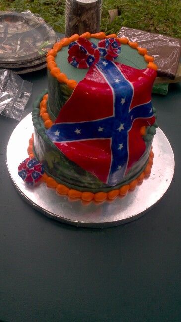 Camo and Rebel Flag Cake