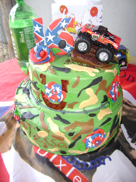 Camo Rebel Flag Birthday Cake