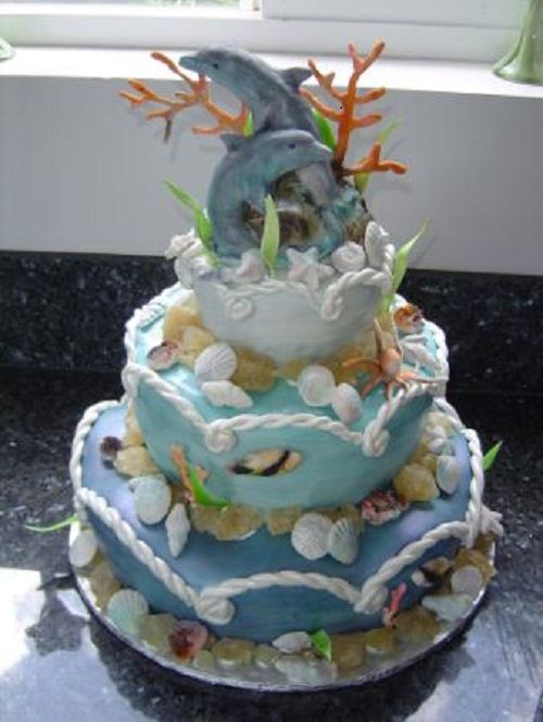 Dolphin Theme Wedding Cakes