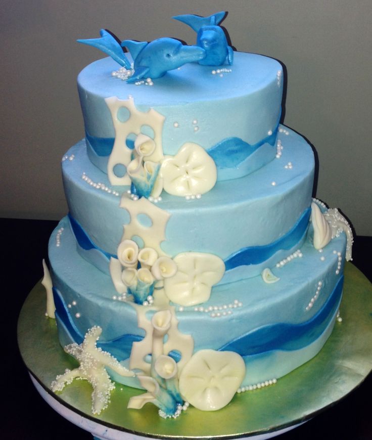 Dolphin Themed Wedding Cake