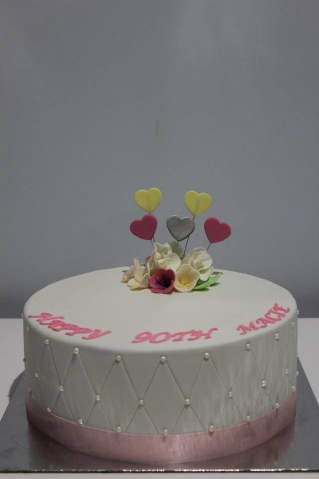 Elegant 90th Birthday Cake