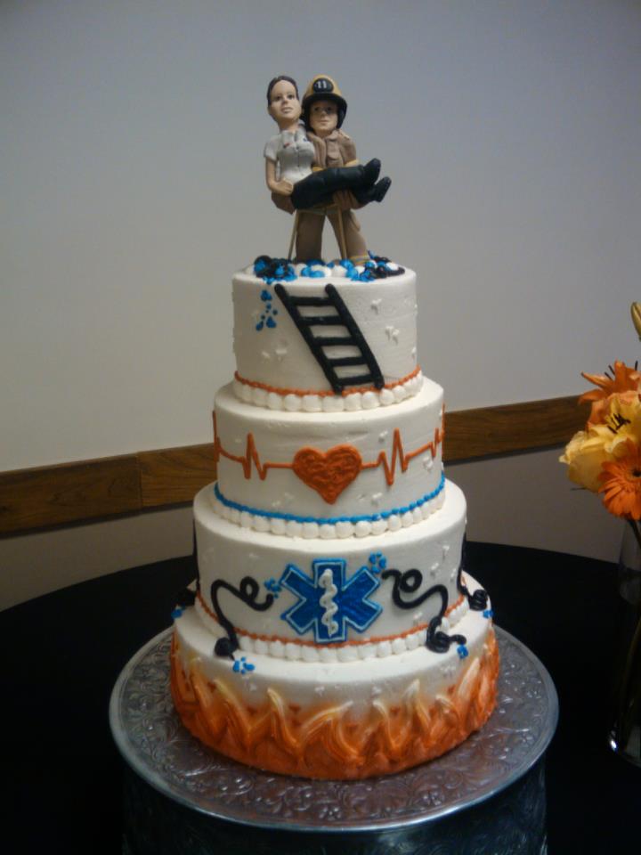 EMS Firefighter Wedding Cake