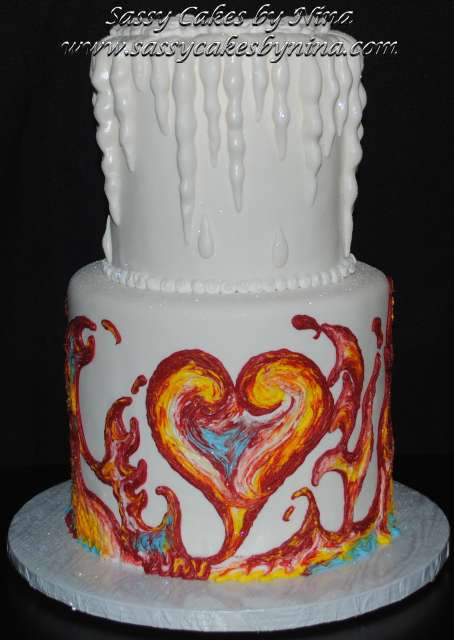 Fire and Ice Wedding Cake