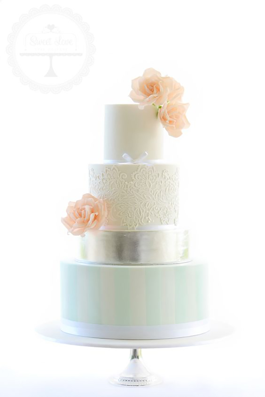 Mint and Silver Wedding Cake