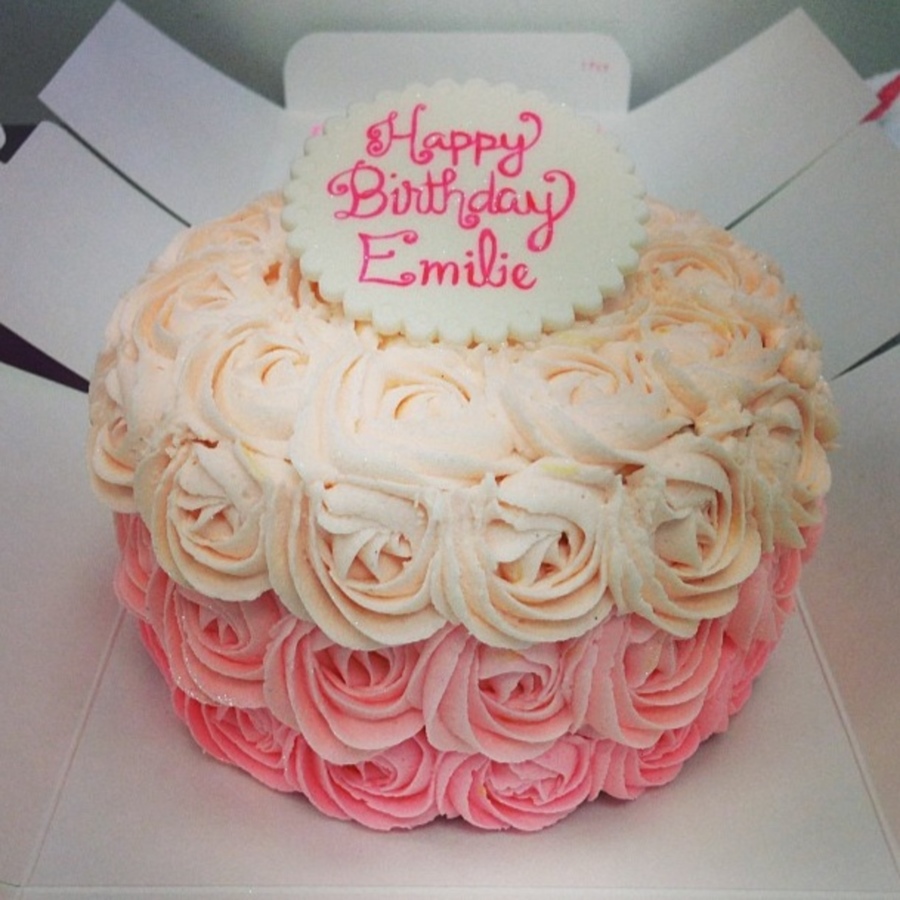 Ombre Rose Birthday Cake