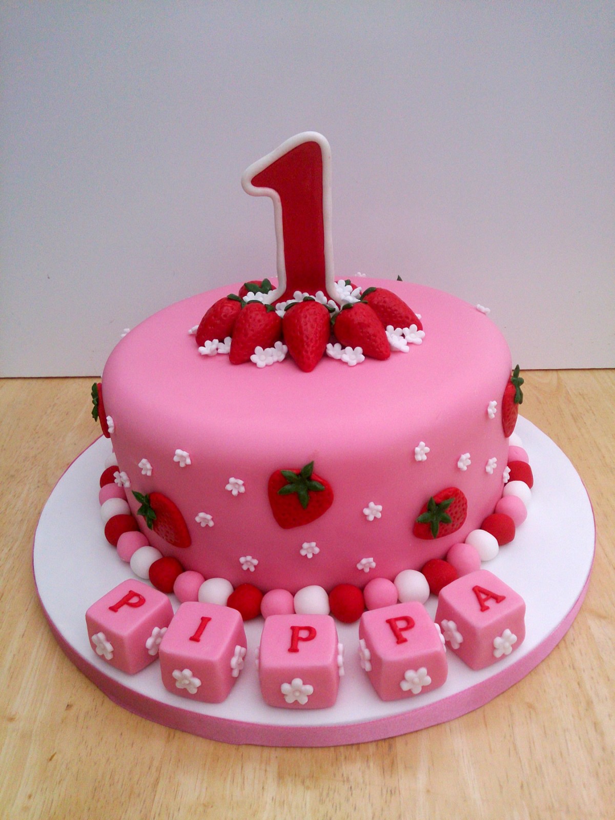 Pink Strawberry Birthday Cake