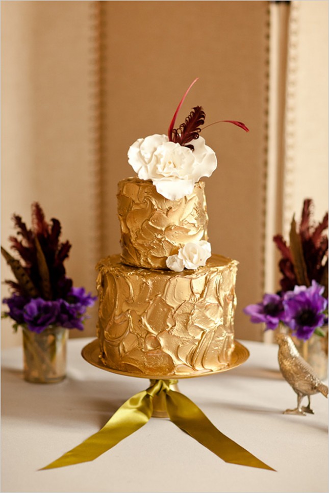 11 Photos of 2 Tier Wedding Cakes Purple And Gold