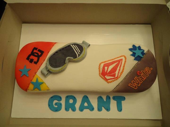 Snowboarding Birthday Party Cake