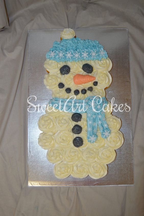 Snowman Pull Apart Cupcake Cake