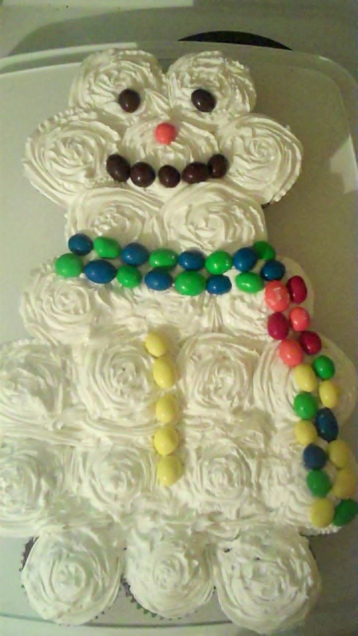 Snowman Pull Apart Cupcake Cake