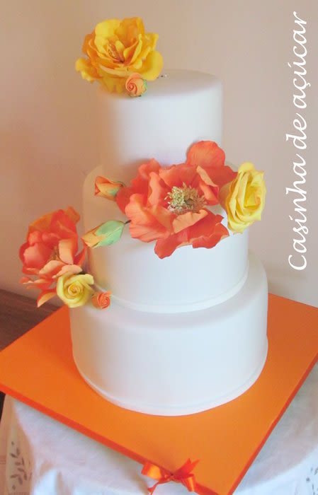 Wedding Cake with Orange Flowers