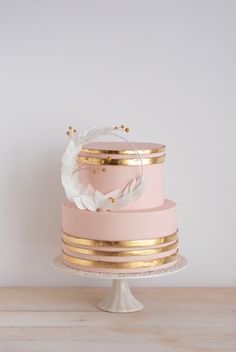 White Gold and Blush Wedding Cake