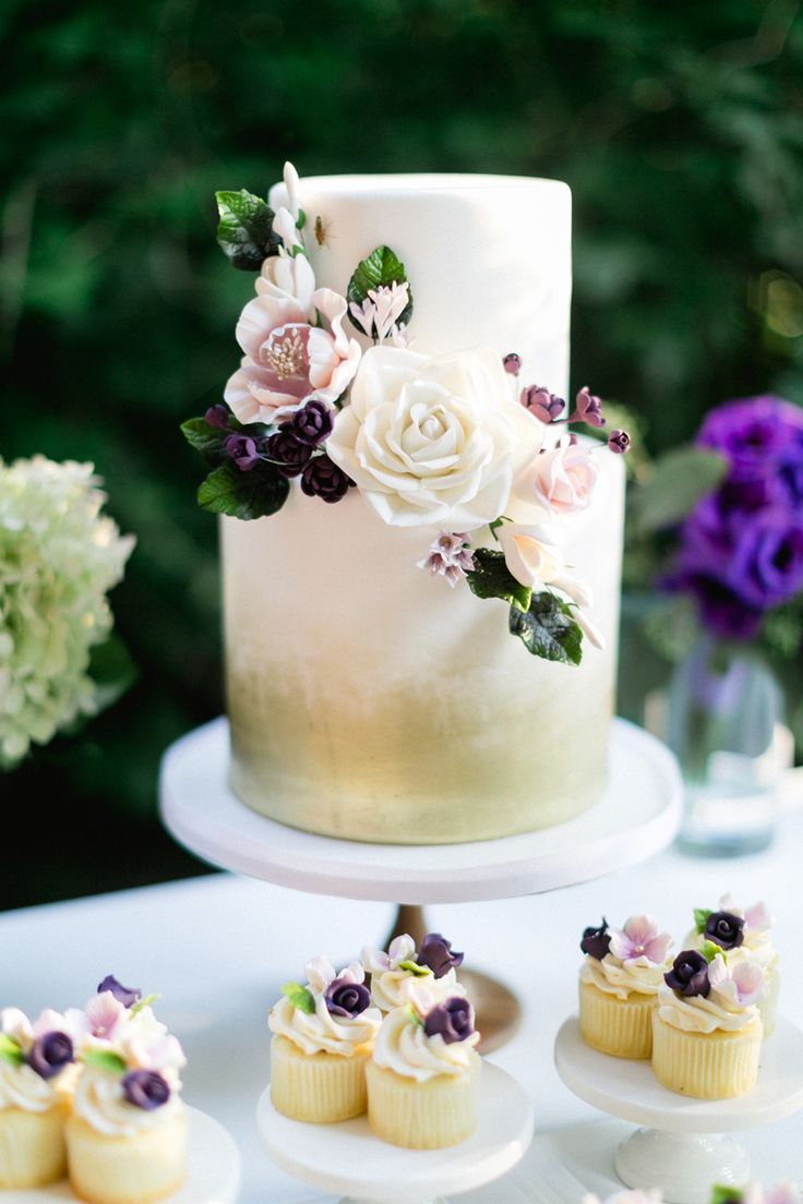 Wine and Gold Wedding Cakes