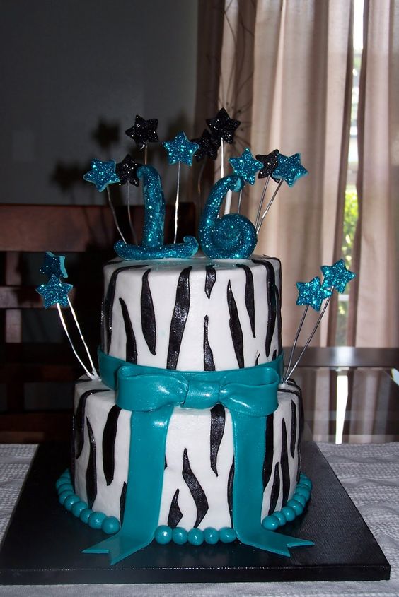 Zebra Birthday Cakes for Girls in Teal