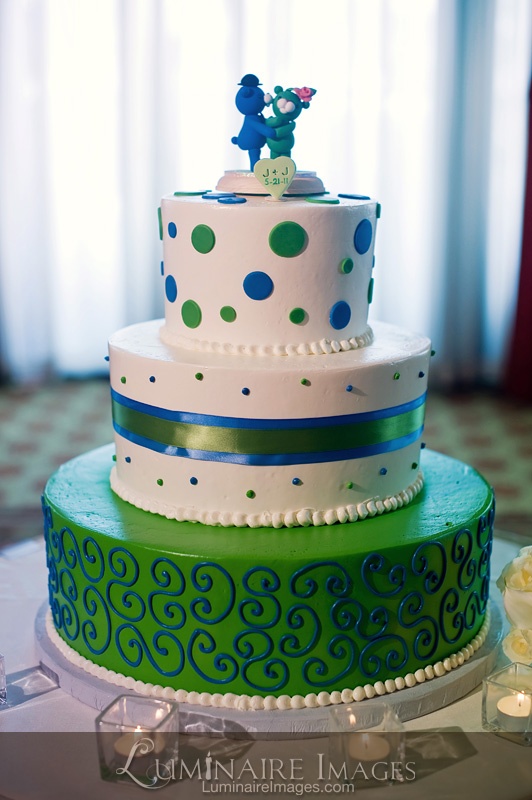 Blue and Green Polka Dot Cake