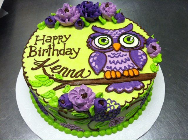 Buttercream Owl Birthday Cake