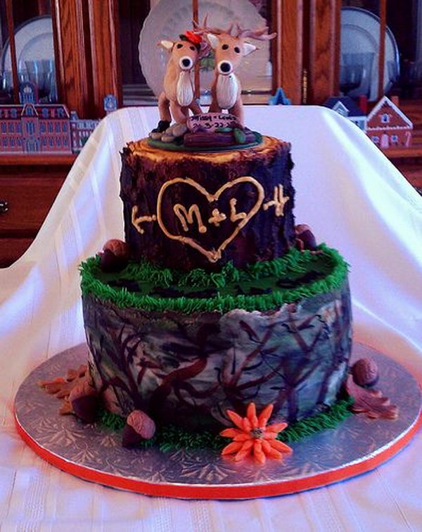 Camo Deer Wedding Cake