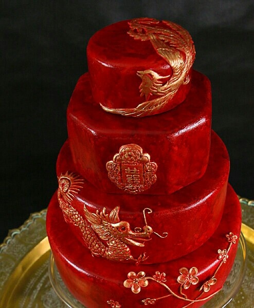 Chinese Red Dragon Wedding Cake