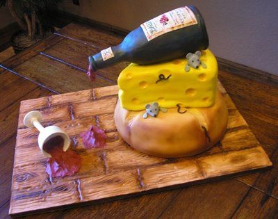 Happy Birthday Cake and Wine Glass