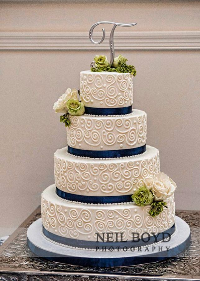 Navy Blue and Gold Wedding Cake