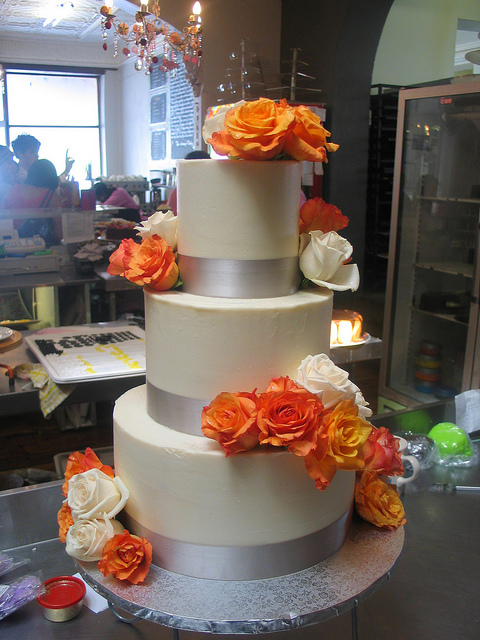 Orange and Silver Wedding Cake