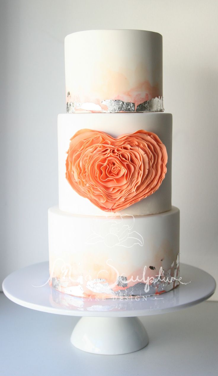 Orange and Silver Wedding Cake