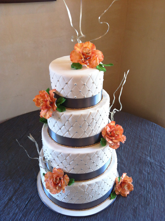 Orange Fondant Wedding Cake