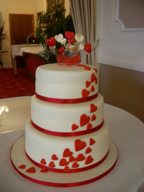 Wedding Cake with Hearts