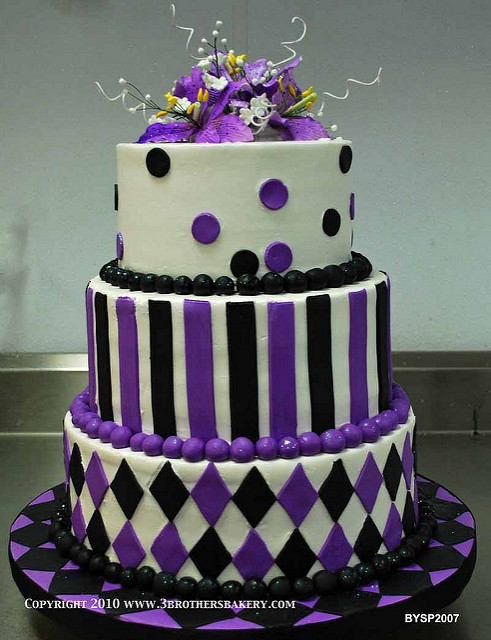 Black and Purple Birthday Cake