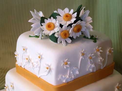 7 Photos of Square Wedding Cakes With Daisy's