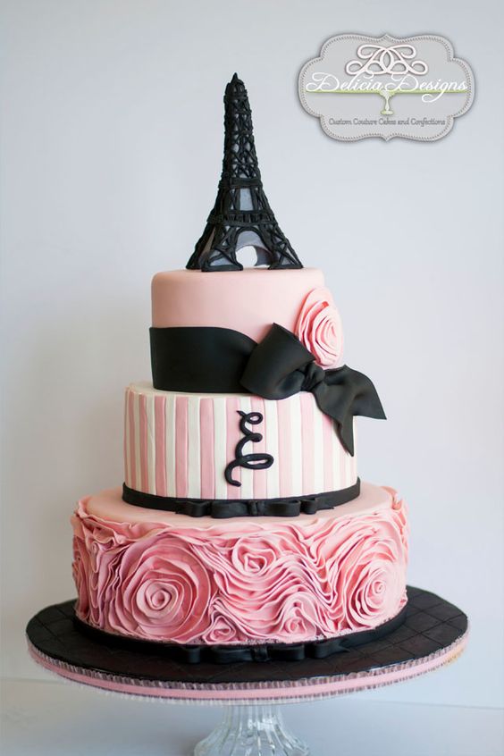 Eiffel Tower Paris Theme Birthday Cake