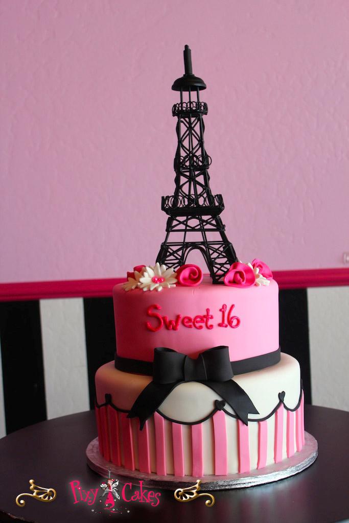 Eiffel Tower Sweet 16 Birthday Cake