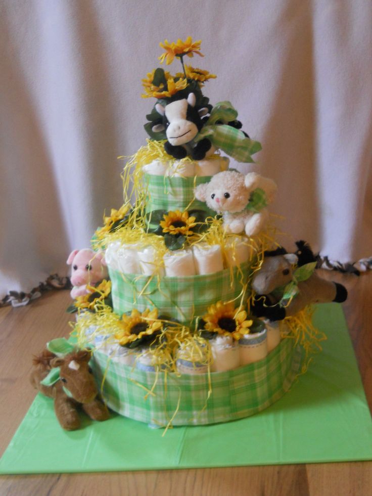 Farm Animal Baby Shower Diaper Cake