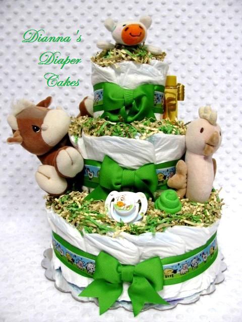 Farm Animal Baby Shower Diaper Cake