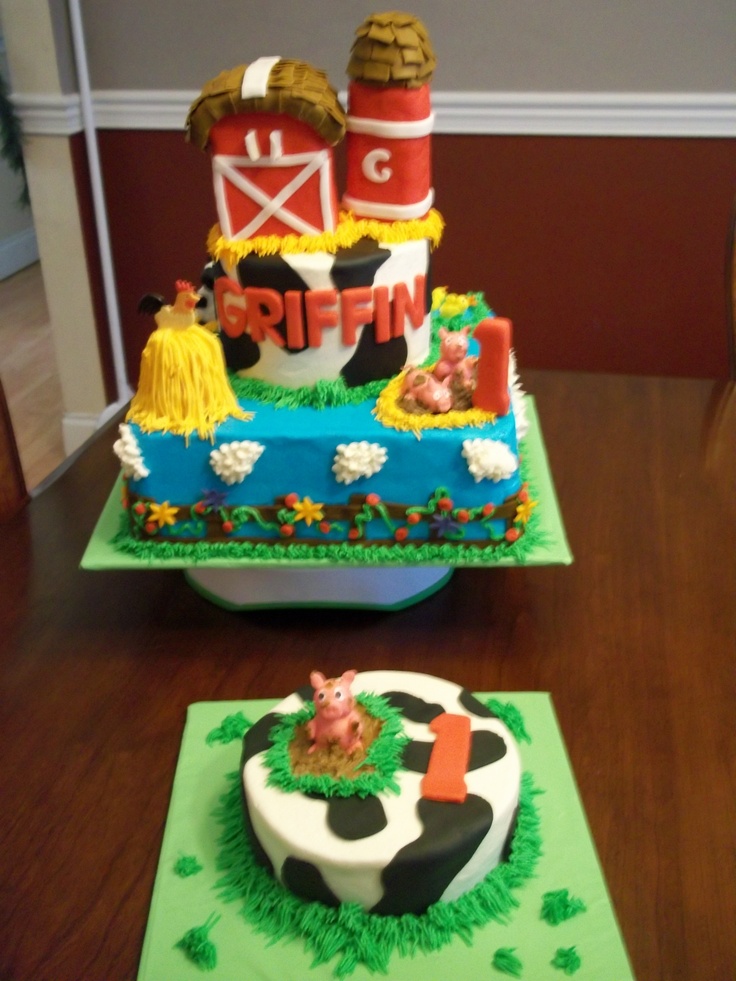 Farm Theme First Birthday Cake