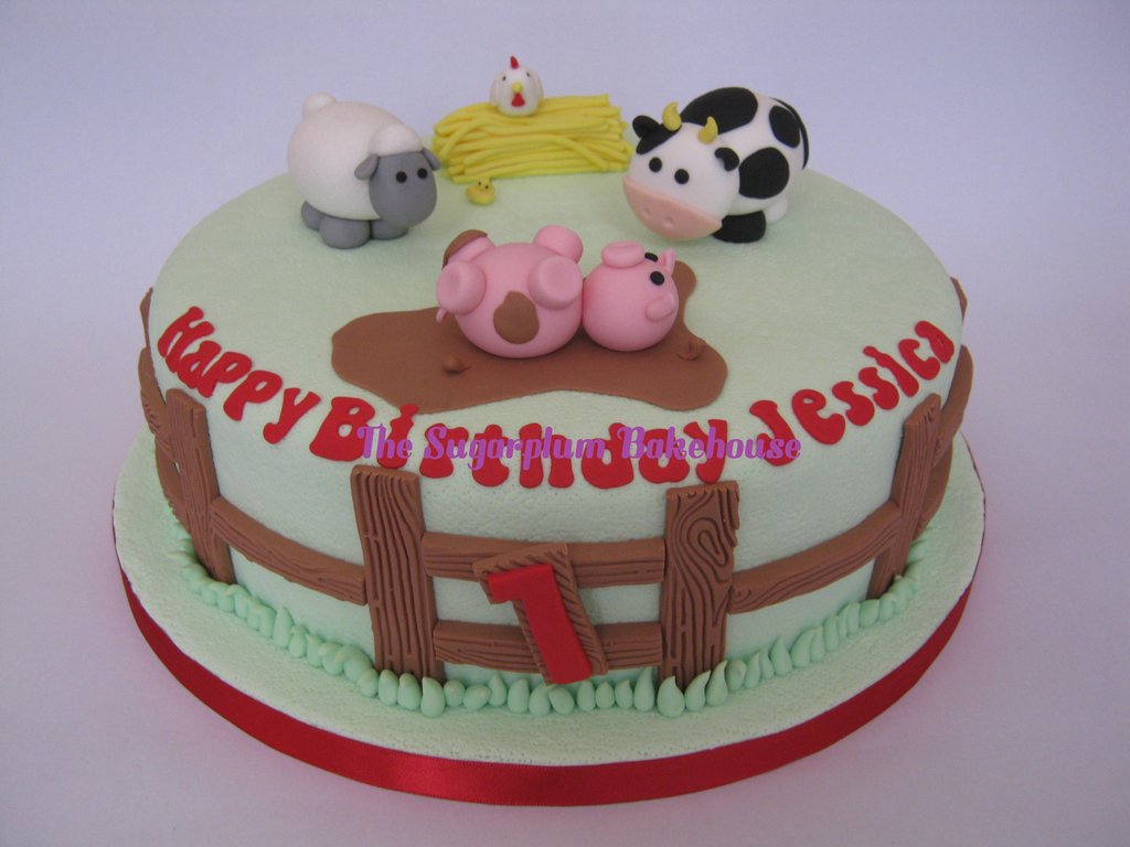 Farm-Themed 1st Birthday Cake