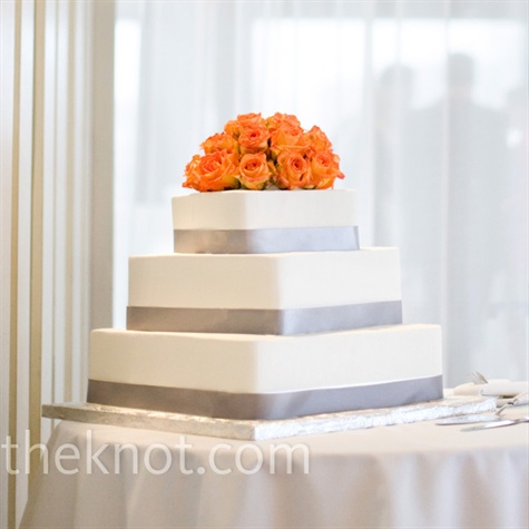 Gray and Orange Wedding Cakes Square