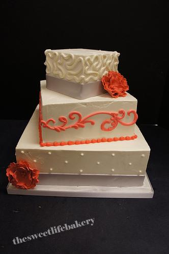 Gray and Orange Wedding Cakes Square