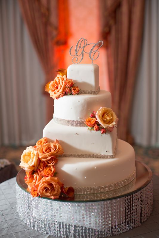 Grey and Orange Wedding Cake