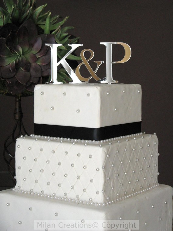 Monogram Wedding Cake Toppers Initials