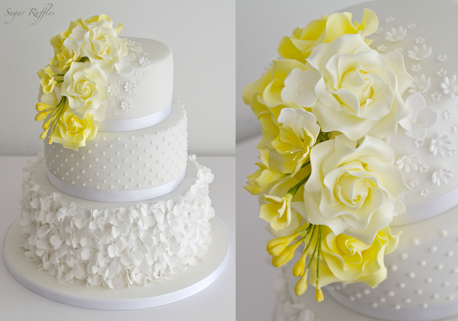 Pink and Yellow Wedding Cakes Sugar Ruffles