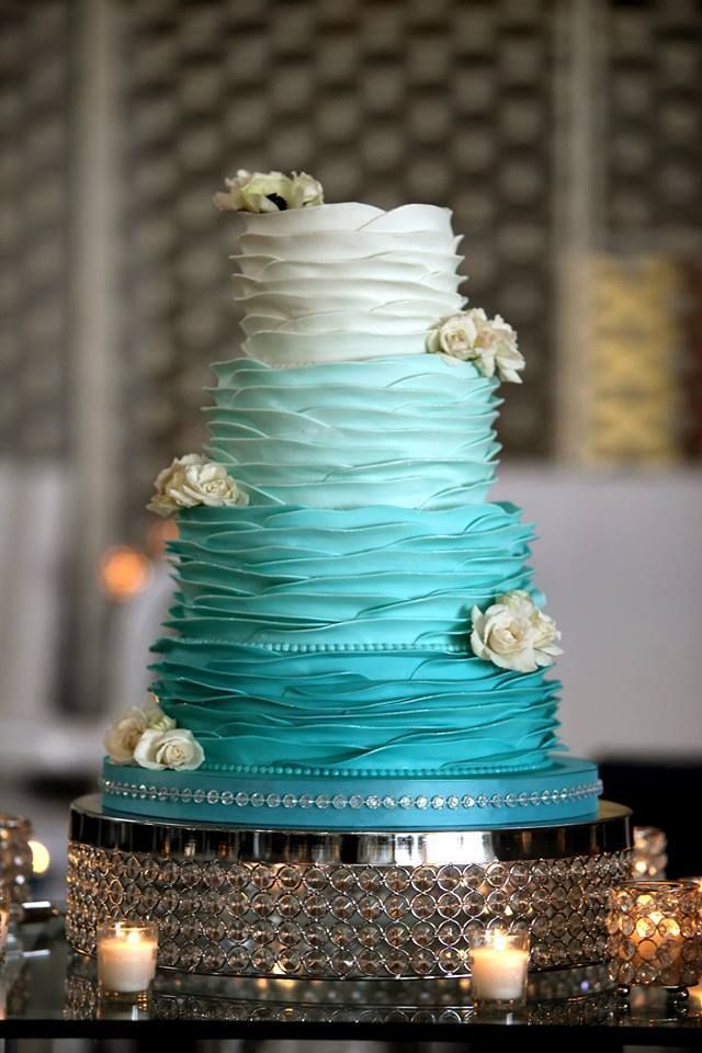 Tiffany Blue and Gold Wedding Cake