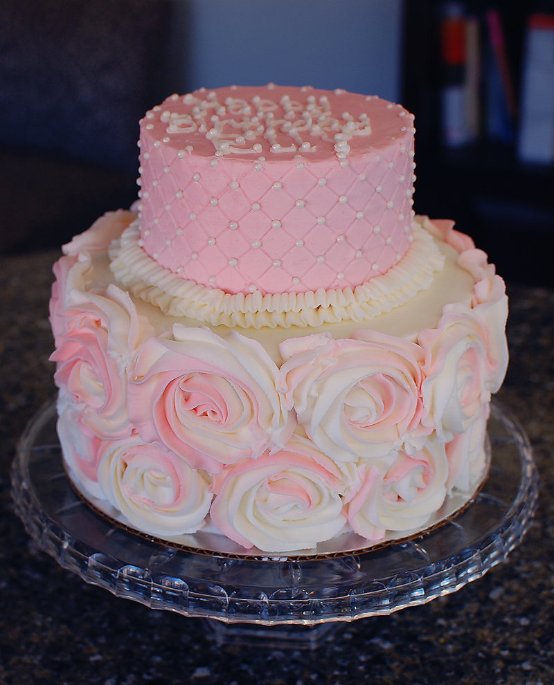 Two Tier Rosette Birthday Cake