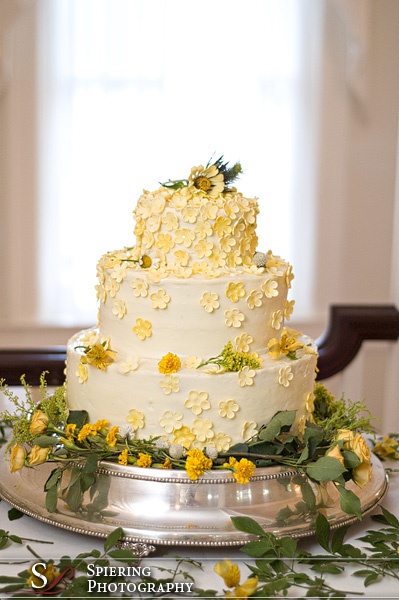 Wedding Cake with Yellow Flowers