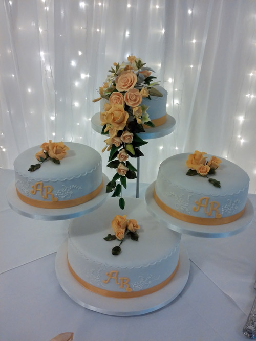 4 Tier Wedding Cake with Flowers