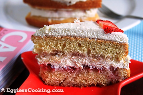 Eggless Strawberry Cream Cake