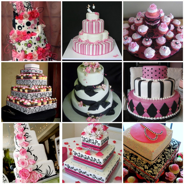 12 Photos of Pink Black White Wedding Cakes