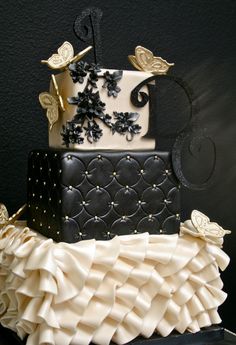 Black and Champagne Wedding Cake