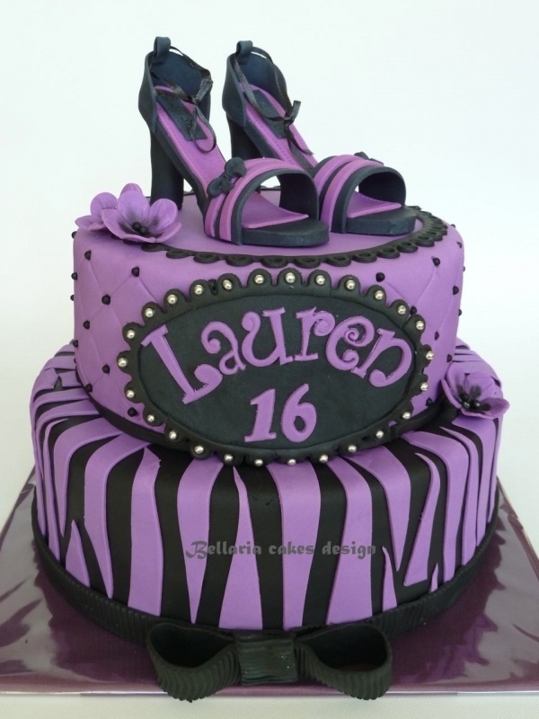 Black and Purple Birthday Cake